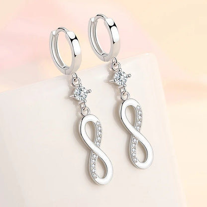 "925 Sterling Silver Crystal Hoop Earrings"