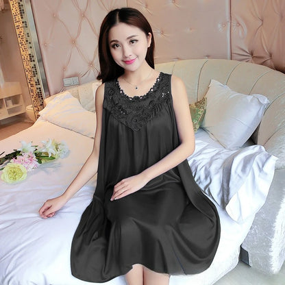 Lace Silk Spaghetti Strap Nightgown