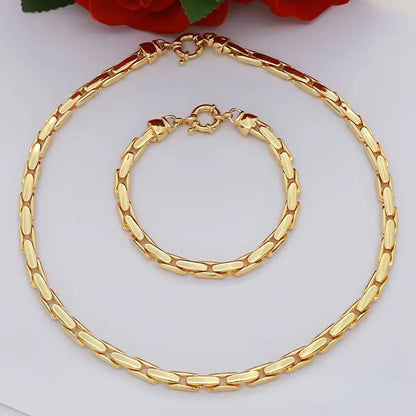 Women's African Gold Jewelry Set – Necklace, Bracelet & Earrings