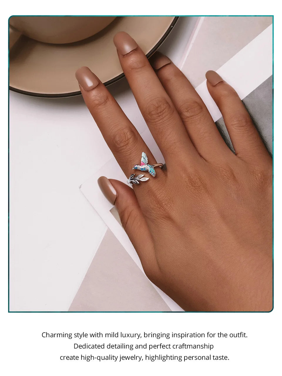 JEW024R   925 Sterling Silver Kingfisher Opening Ring Colorful - Klixstore