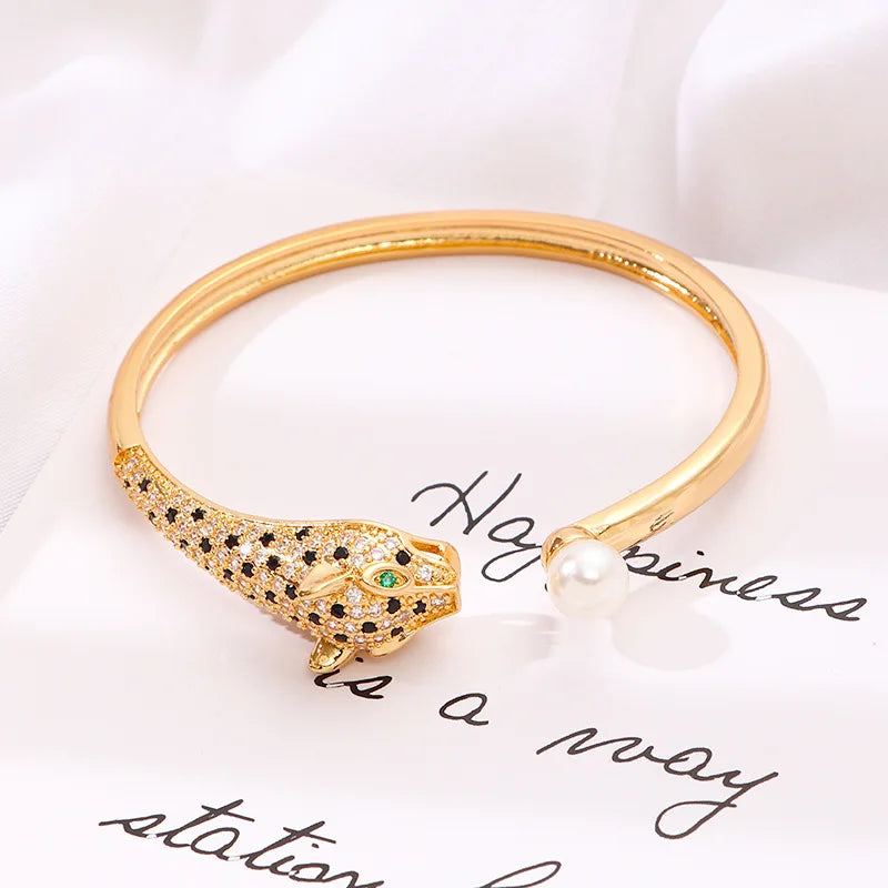 Leopard Diamond Bangle Bracelet