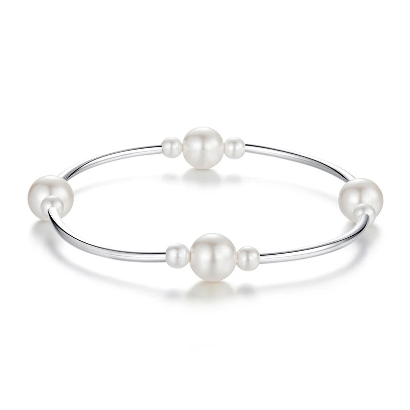 Elegant 925 Silver Adjustable Pearl Bracelet