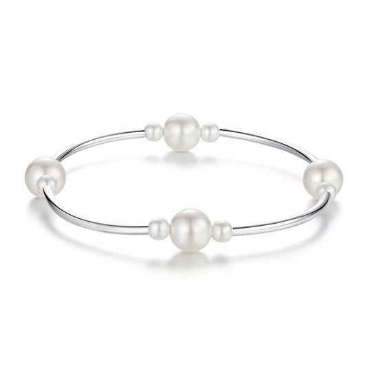 Elegant 925 Silver Adjustable Pearl Bracelet