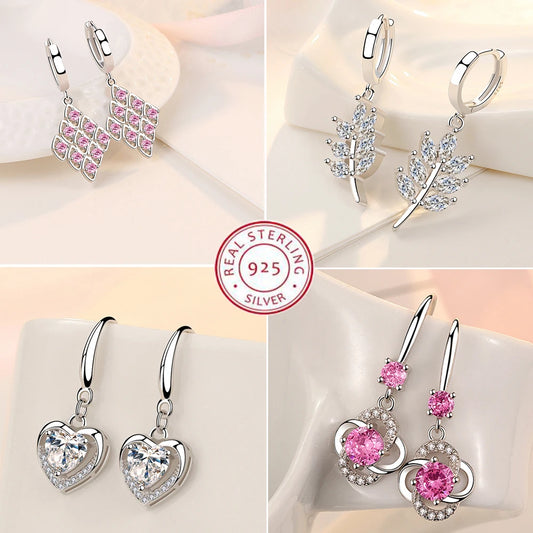 925 Sterling Silver Charm Hoop Earrings