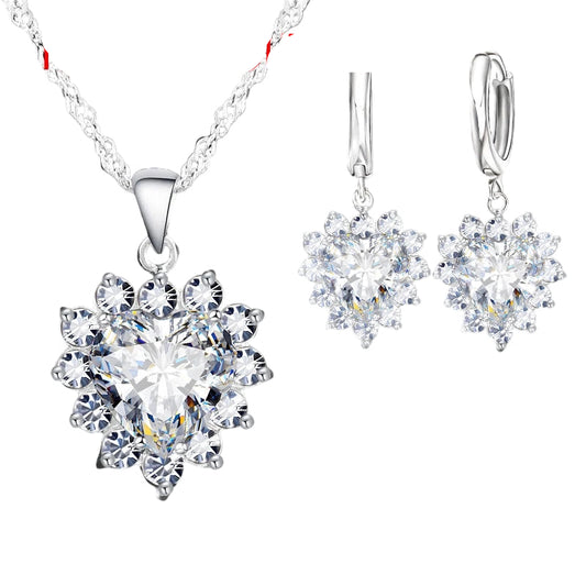 Cubic Zirconia Heart  Set