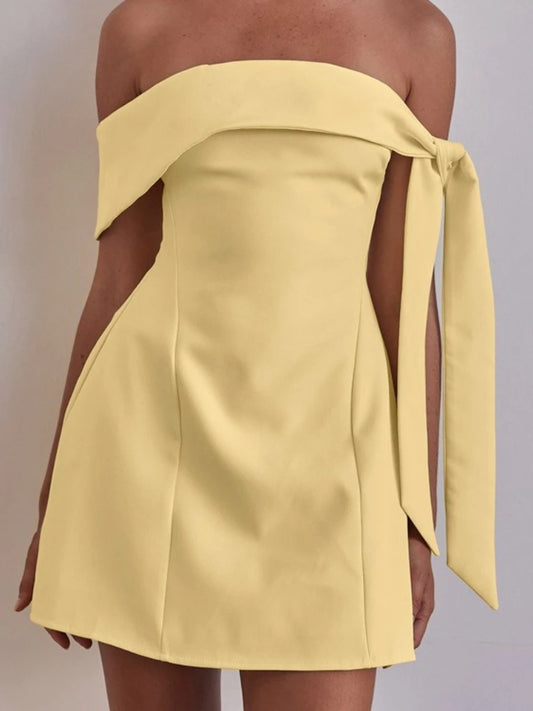 Yellow Strapless Off Shoulder Bandage Party Dress