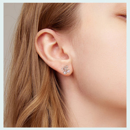JEW018ER       BAMOER 925 Sterling Silver Pink Heart Cherry Stud Earrings Bowknot Hoop Earrings - Klixstore