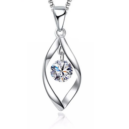 Custom Pearl Crystal 925 Sterling Silver Pendant Necklace for Women