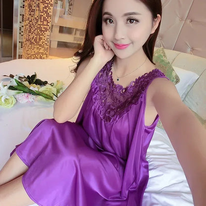 Lace Silk Spaghetti Strap Nightgown