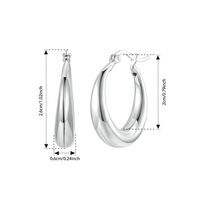JEW023ER        White Gold Plated Hoop Earrings Chunky Earring with 925 Sterling Silver - Klixstore