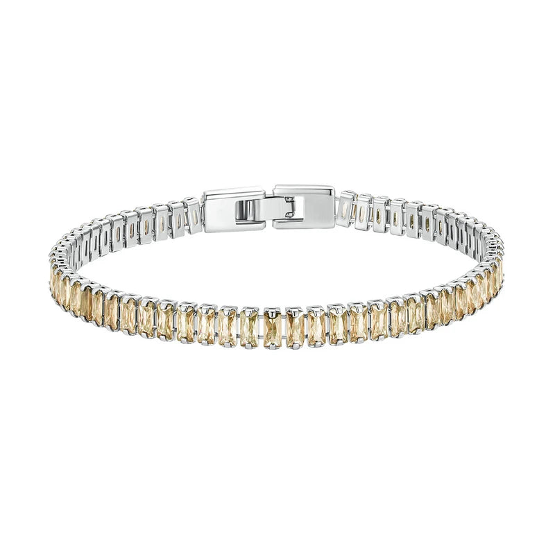 Platinum Plated Shining Square Zircon Bracelet