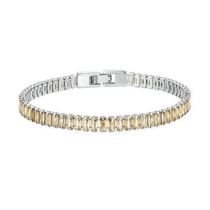 Platinum Plated Shining Square Zircon Bracelet