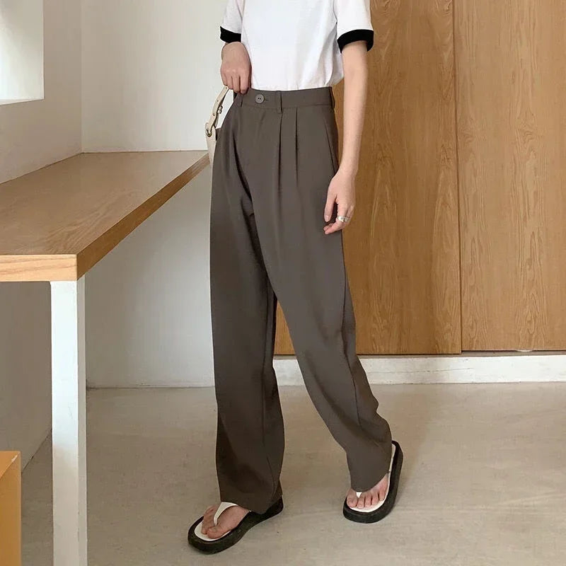 Suit Pants High Waist Straight