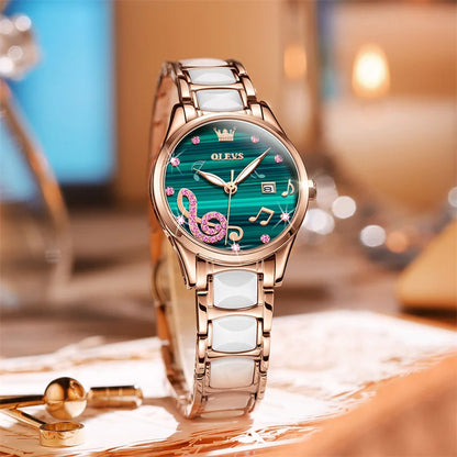 OLEVS Ceramic Musical-Note Women’s Quartz Watch