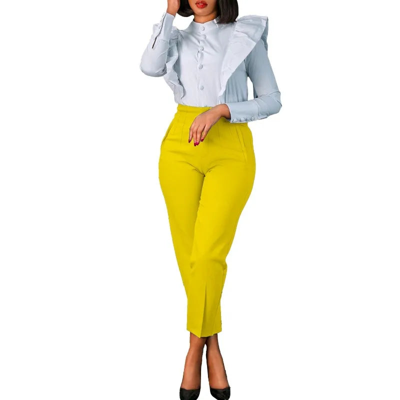 High Waist Slim Office Pencil Pants for Women