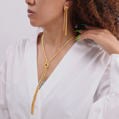 18k Gold Knotted Snake Chain Jewelry Set for Women