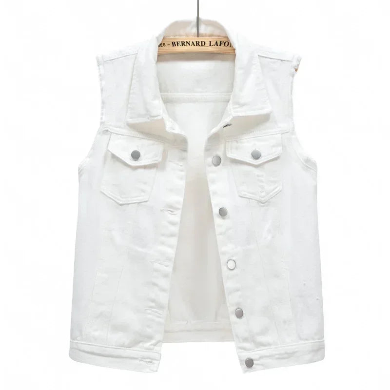Vintage Sleeveless Denim Vest Women 2025