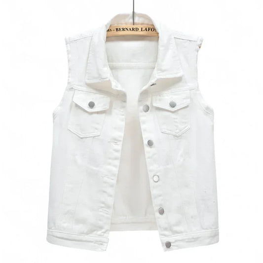 Vintage Sleeveless Denim Vest Women 2025