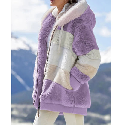 2025 Oversized Plush Hooded Jacket for Women