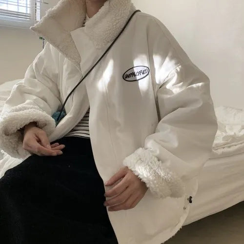 Reversible Winter Lamb Velvet Short Jacket for Women