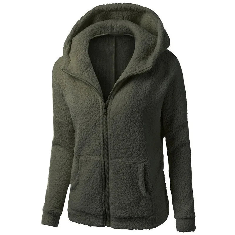 Women’s Warm Fleece Zip-Up Hoodie Coat
