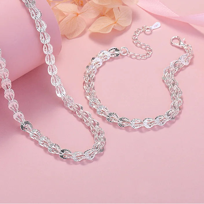 New Trend Genuine 925 Sterling Silver Jewelry Set for Women