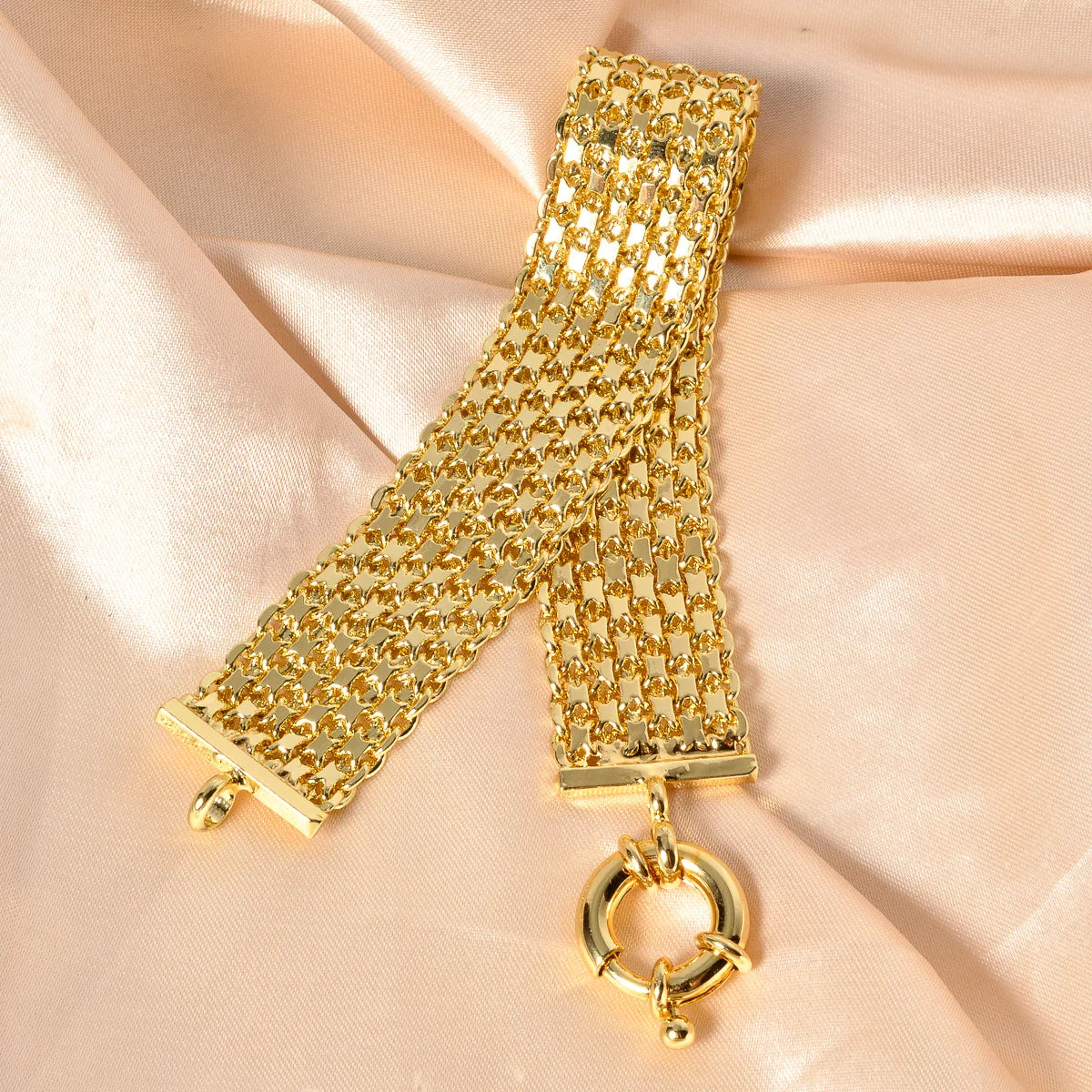 Wide Gold Link Chain Bracelet