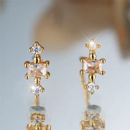 Crystal White Zircon Stud Earrings
