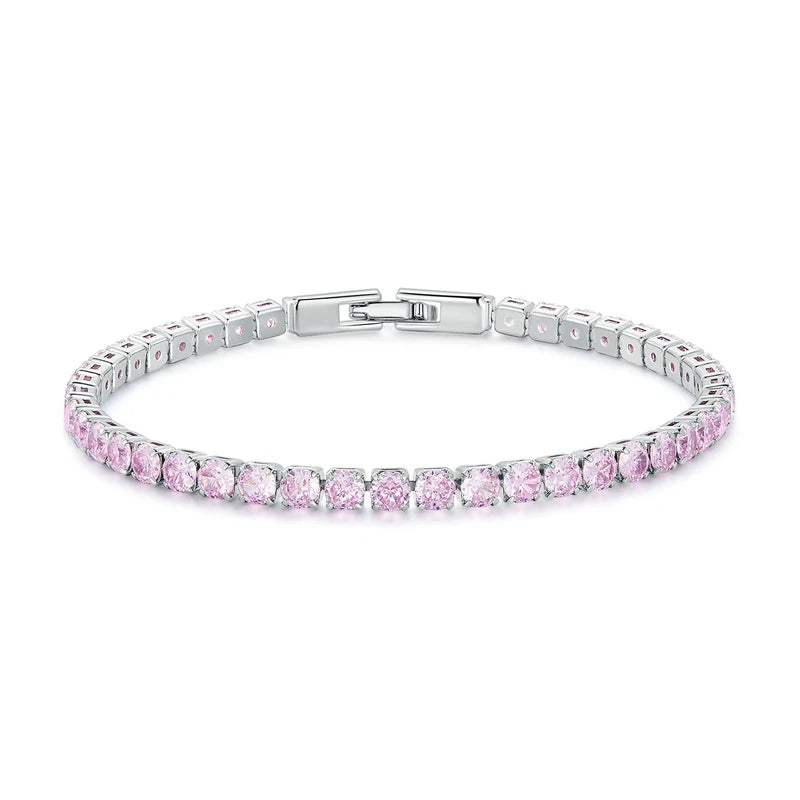 Platinum Plated Multicolor Tennis Bracelet