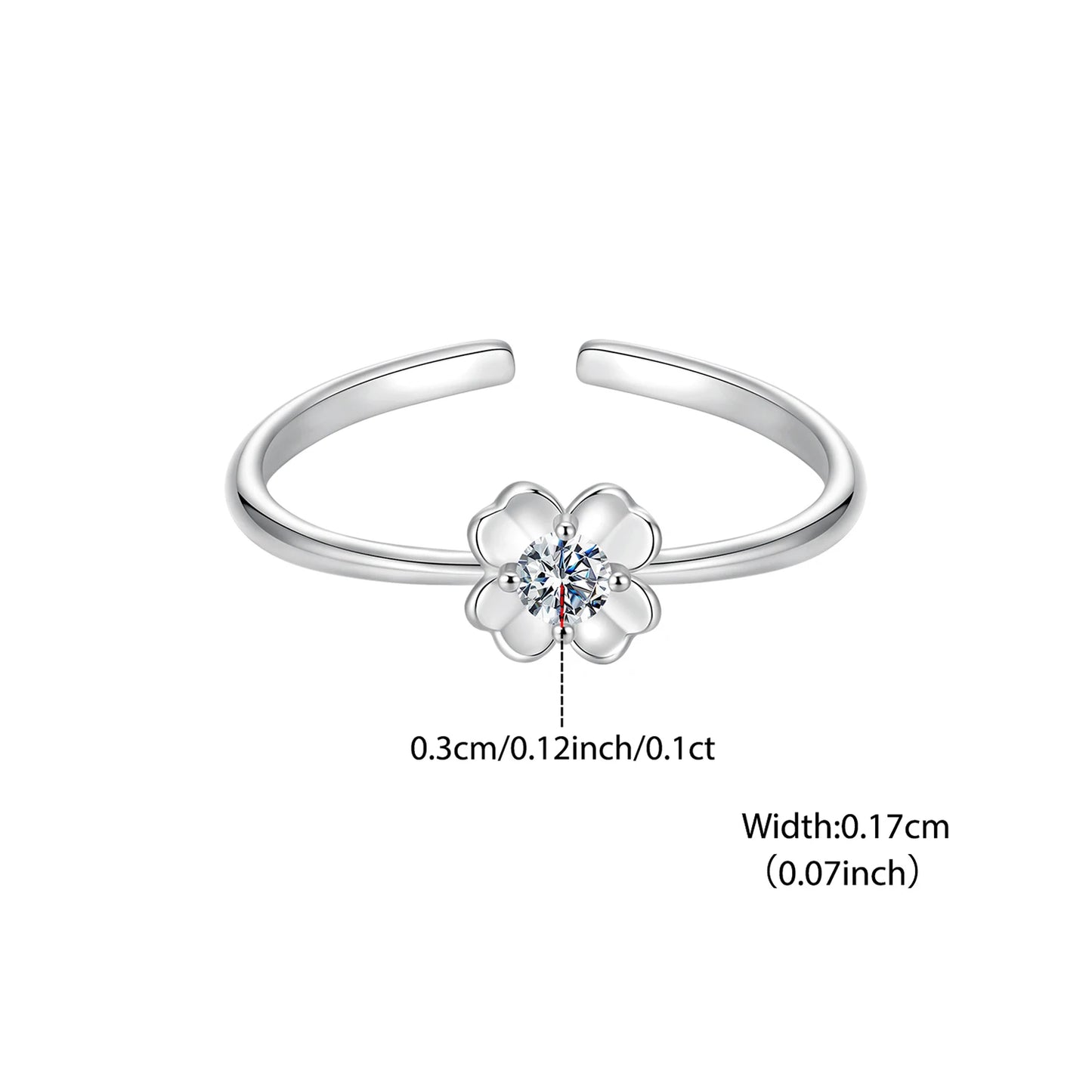 Our-leaf Clover Moissanite Open Ring