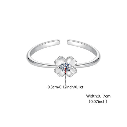 Our-leaf Clover Moissanite Open Ring
