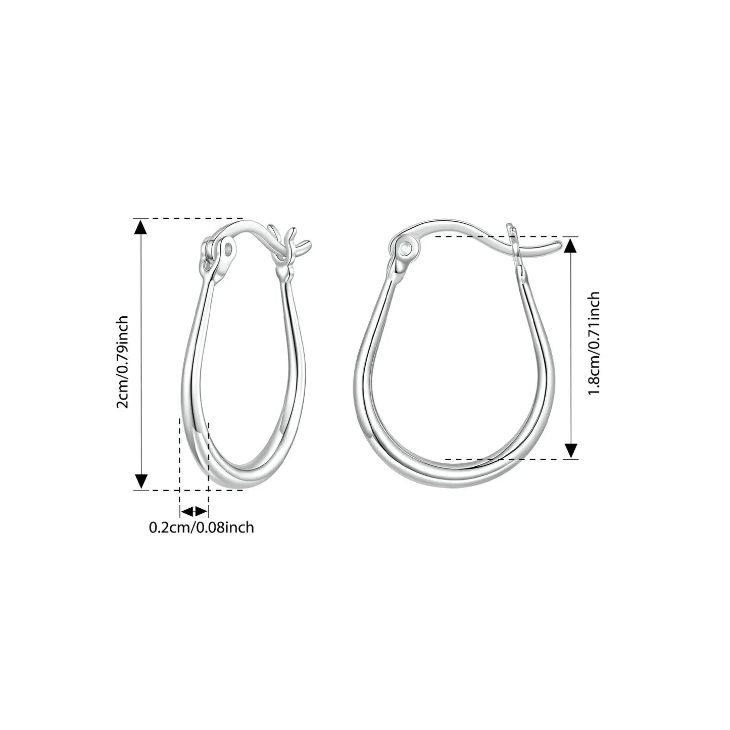 JEW022ER        925 Sterling Silver Large Oval Hoop Earrings Chunky Hypoallergenic Huggie Earrings For Women Punk Classic Jewelry Gifts - Klixstore