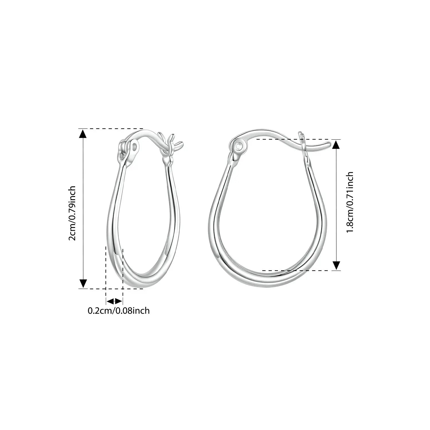 JEW022ER        925 Sterling Silver Large Oval Hoop Earrings Chunky Hypoallergenic Huggie Earrings For Women Punk Classic Jewelry Gifts - Klixstore