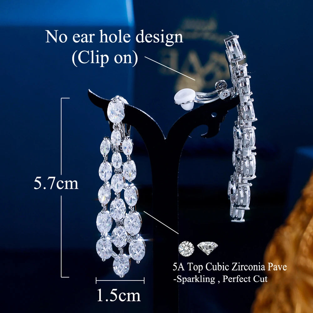 CZ Zircon Clip-On Earrings