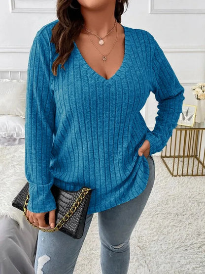 V-Neck Slim Fit Long Sleeve Sweater for Women