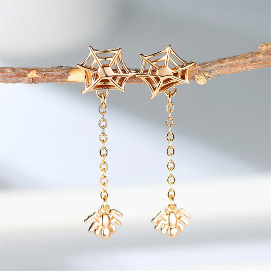 Spider Web Long Pendant Earrings