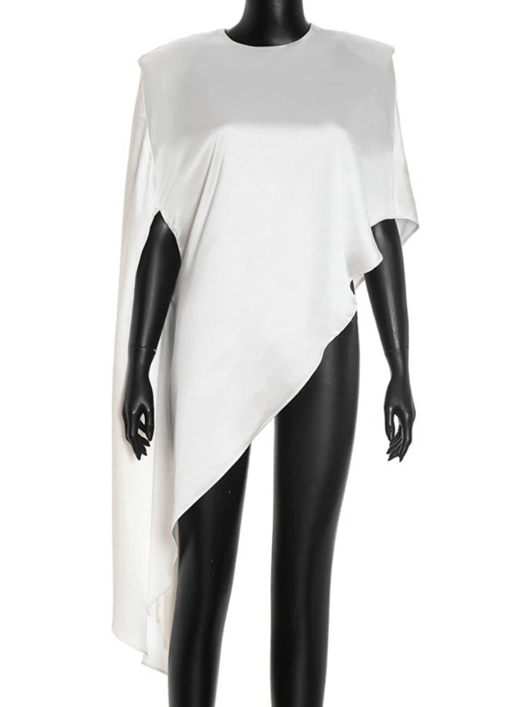 Women’s Irregular Shoulder-Pad Loose T-Shirt