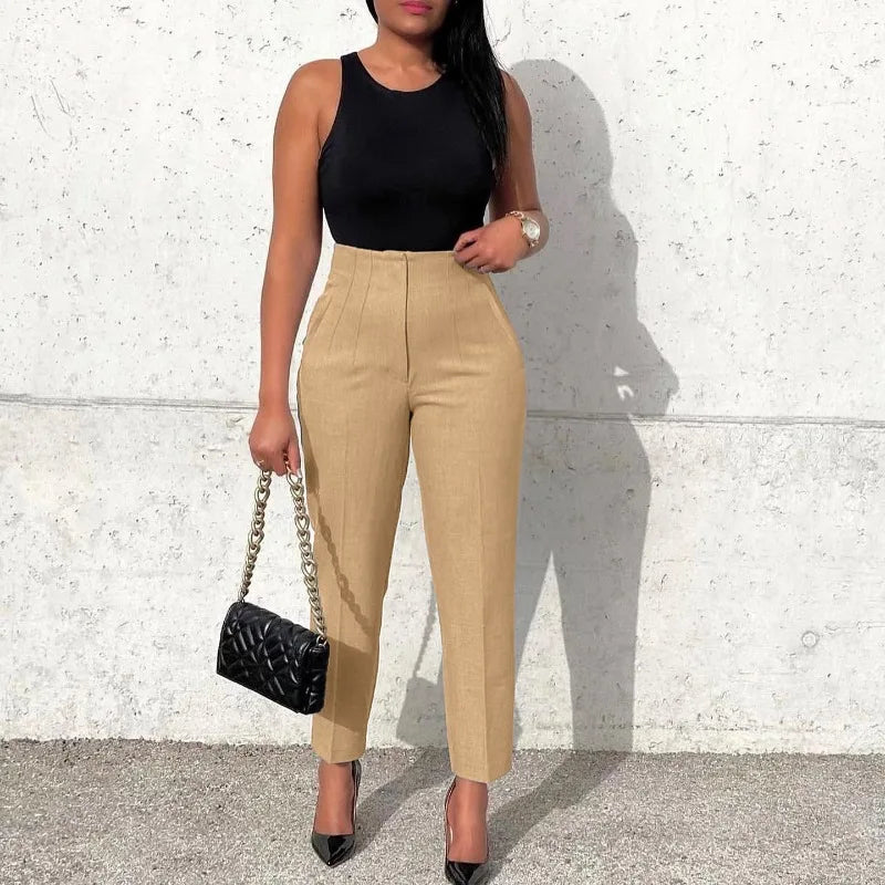 High Waist Slim Office Pencil Pants for Women