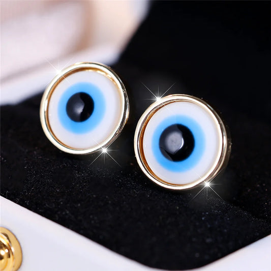 Pink Blue Stone Eye Stud Earrings
