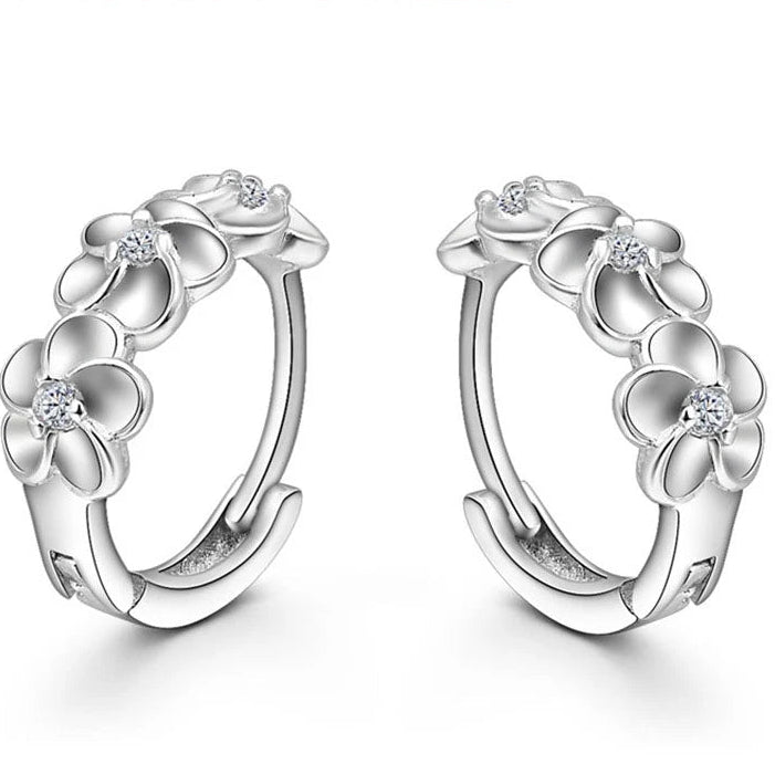 925 Silver Woven Flower Hoop Earrings