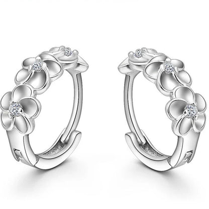 925 Silver Woven Flower Hoop Earrings