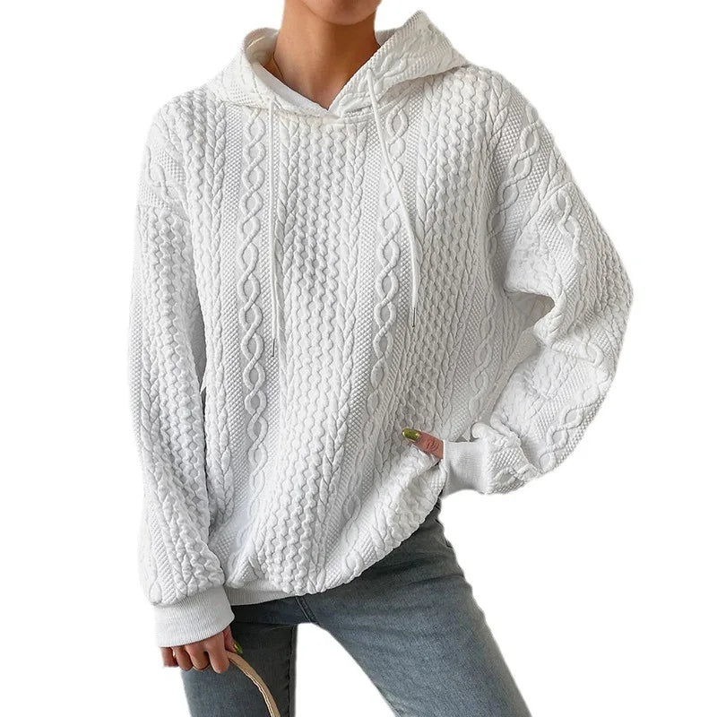 Plus Size Hooded Embroidered Knit Sweater 2025