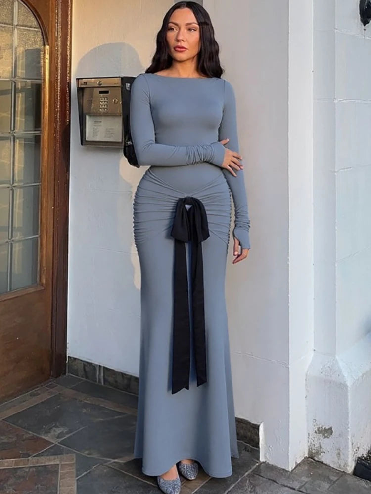 Elegant Ruched Bandage Bodycon Evening Dress for Women
 