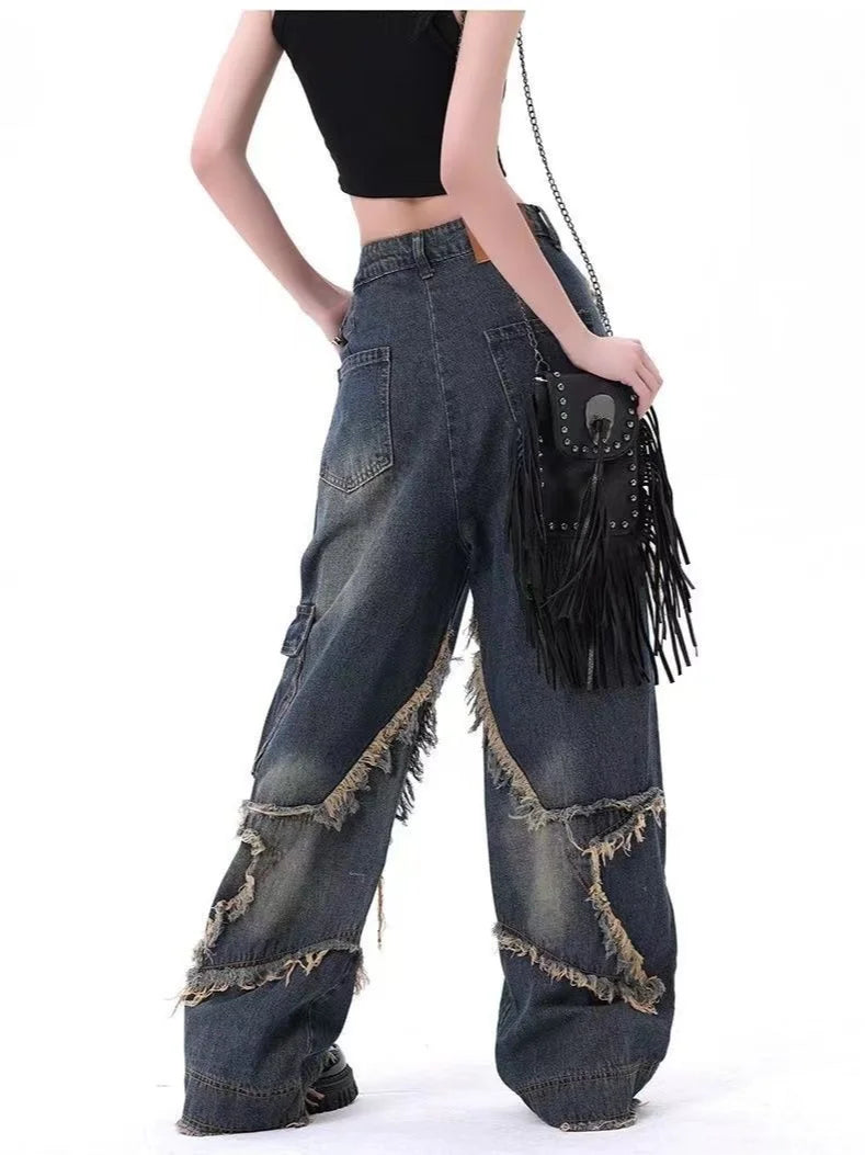 Women's Vintage Star Washed Oversized Straight Jeans
