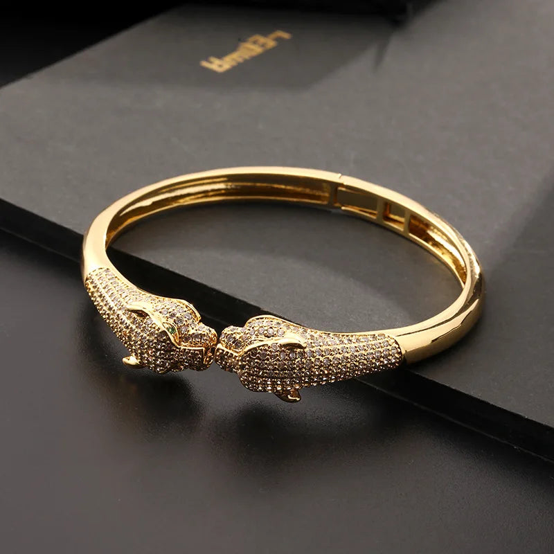 Leopard Zircon Cuff Bracelet