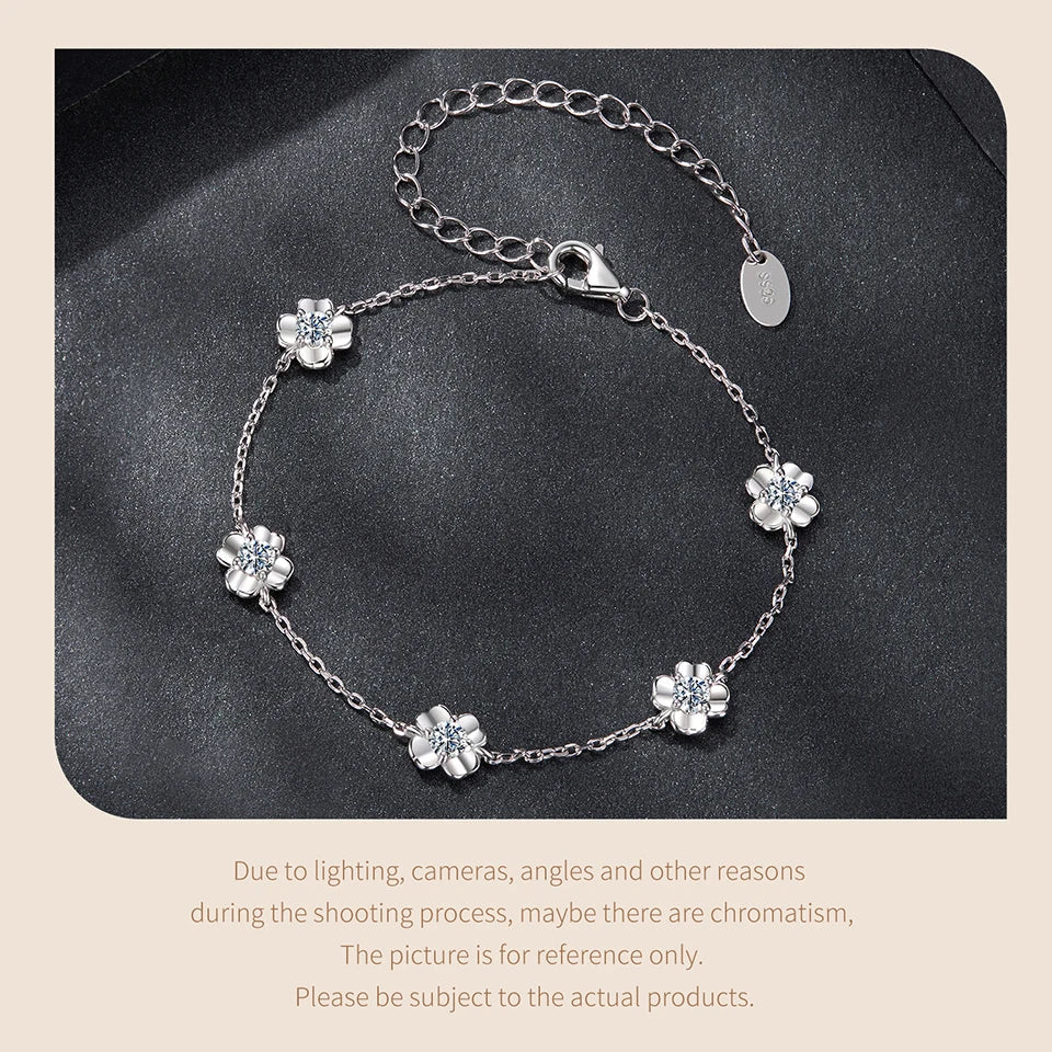 Clover Moissanite Flower Bracelet