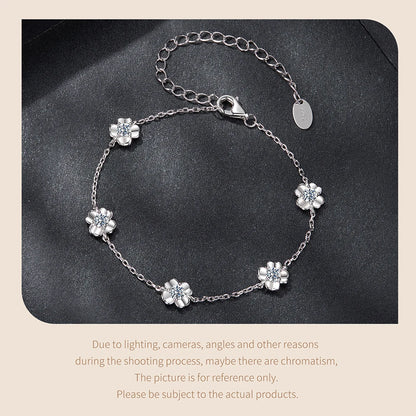 Clover Moissanite Flower Bracelet