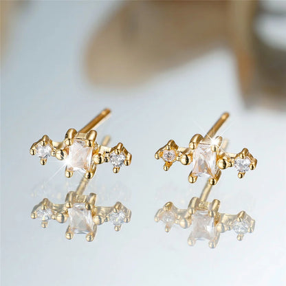 Crystal White Zircon Stud Earrings