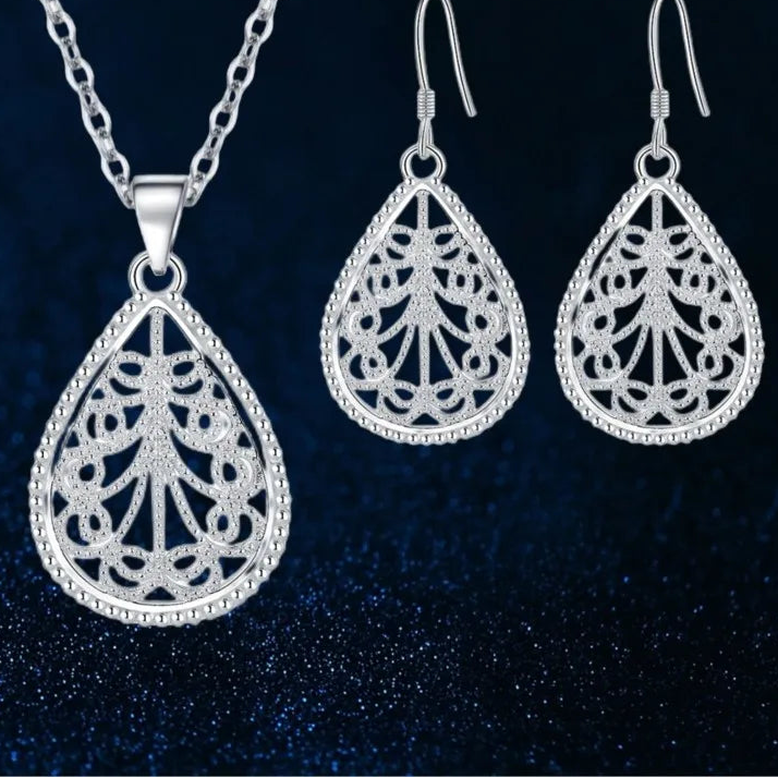 New Trend Genuine 925 Sterling Silver Jewelry Set for Women