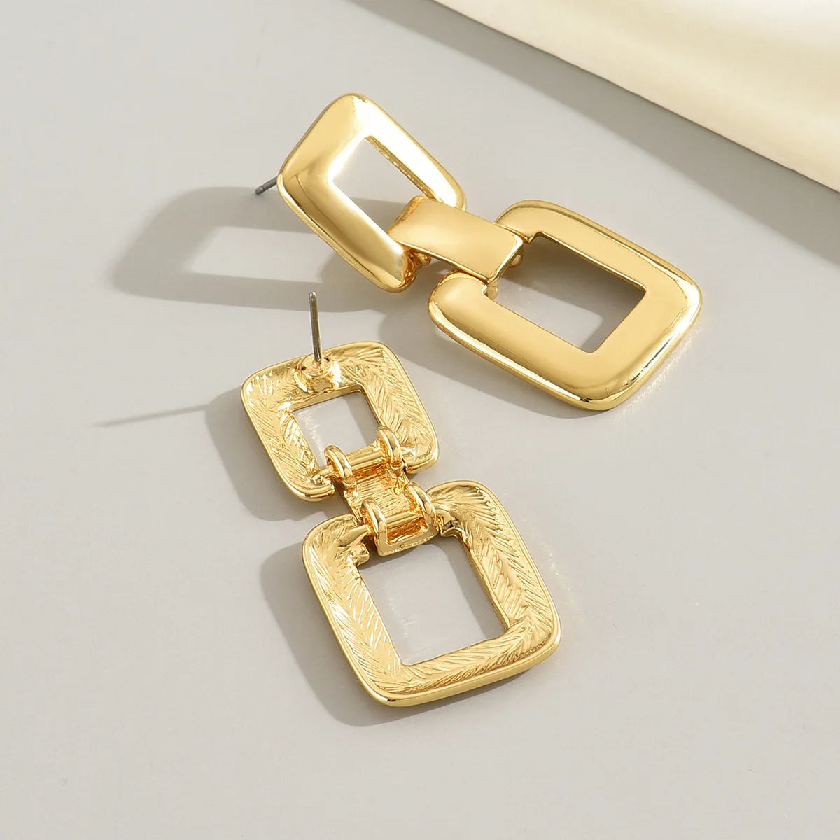 Square Patchwork Long Earrings